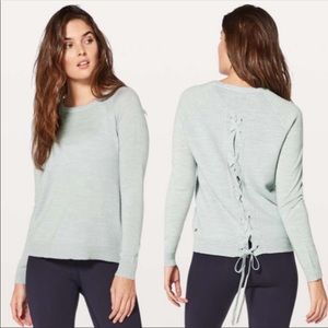 Lululemon Merino wool lace back tie sweater